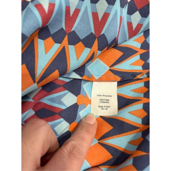 J. Crew Cap Sleeve Abstract Print Scoop Neck Blouse Size 10 Woman’s - Picture 7 of 10